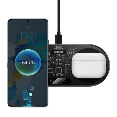 Baseus Digital LED Display Dual Wireless Charger With Digital Display 20W